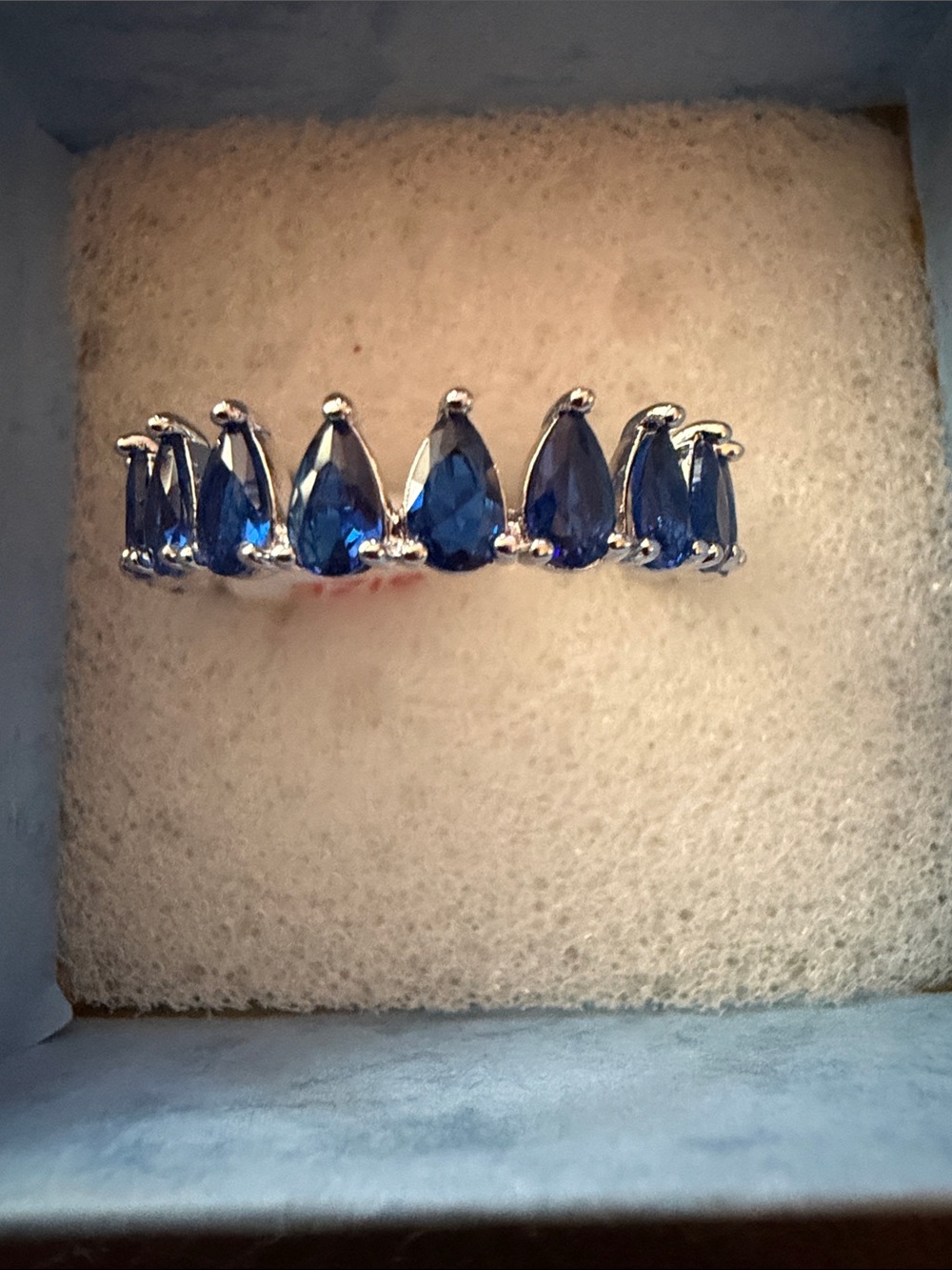 Sterling Silver Blue Teardrop Ring - Women Jewelry